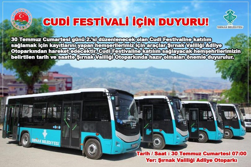 Şırnak Belediyesi Cudi Festivali İçin Araç Tahsis Ediyor
